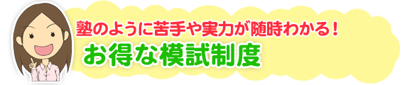 塾のように苦手や実力が随時わかる!お得な模試制度